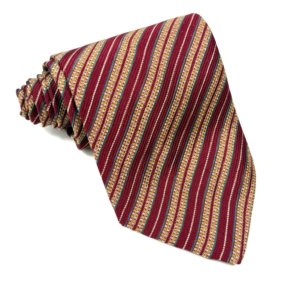 Giorgio‎ Armani Cravatte Necktie Burgundy Striped Italy Designer Men's